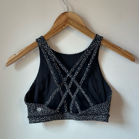 lululemon athletica Other - lululemon Free To Be Serene High Neck Bra Black White Speckle Size 4